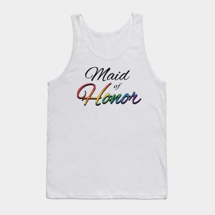 Maid of Honor Typography Lesbian Pride Rainbow Tank Top